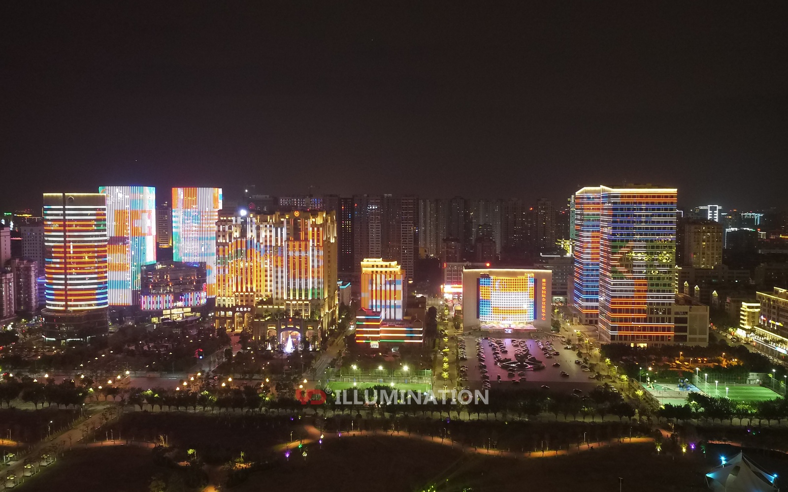 Lighting Show in Time Sqare in Shantou City
